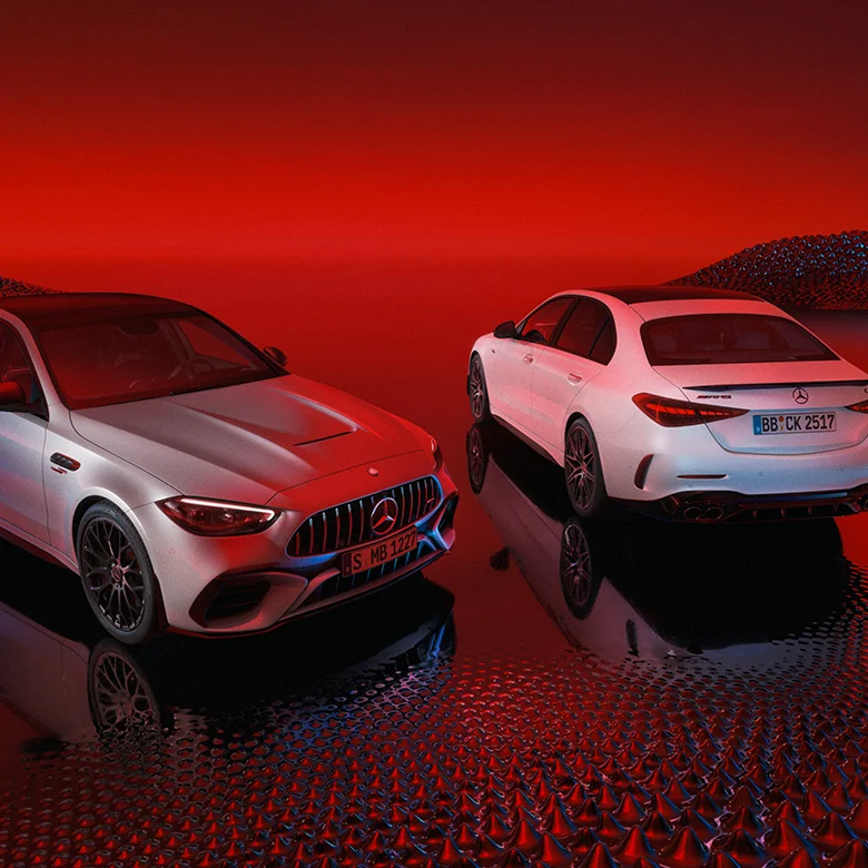 AMG Fahrzeuge von roten Hintergrund