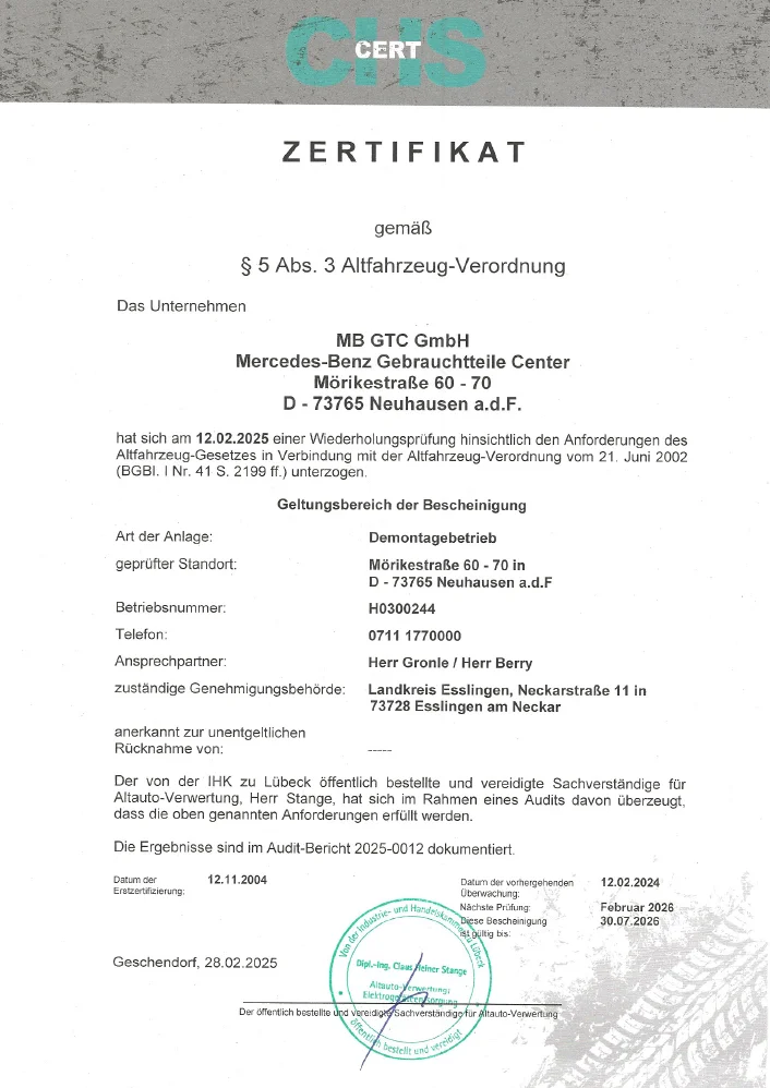Certificados TÜV ISO, Dekra 1